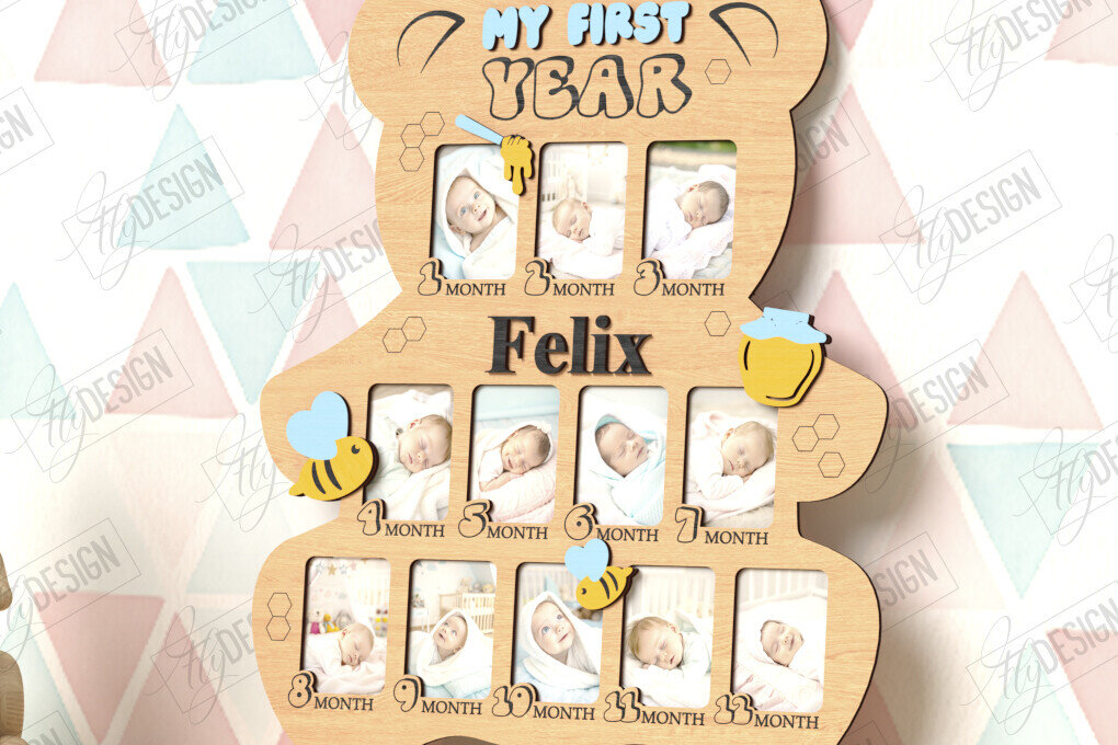 Intra απο ξύλο plywood 3mm-4mm πάχος κορνίζας για πρώτη χρονιά μωρού Δίασταση 20x30 cm INTRAFABR-122882756