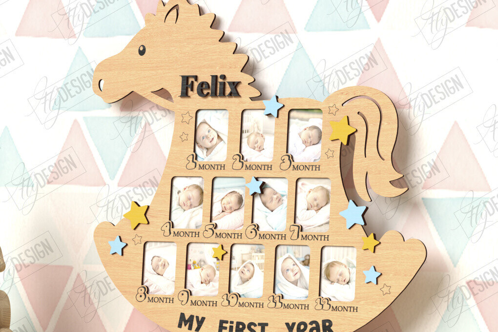 Intra απο ξύλο plywood 3mm-4mm πάχος κορνίζας για πρώτη χρονιά μωρού Δίασταση 20x30 cm INTRAFABR-122882743