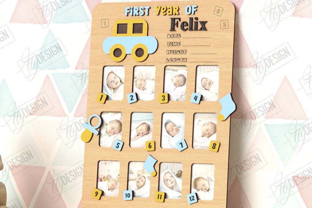 Intra απο ξύλο plywood 3mm-4mm πάχος κορνίζας για πρώτη χρονιά μωρού Δίασταση 20x30 cm INTRAFABR-122882744