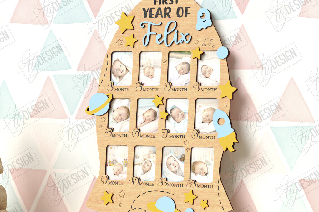 Intra απο ξύλο plywood 3mm-4mm πάχος κορνίζας για πρώτη χρονιά μωρού Δίασταση 20x30 cm INTRAFABR-122882749