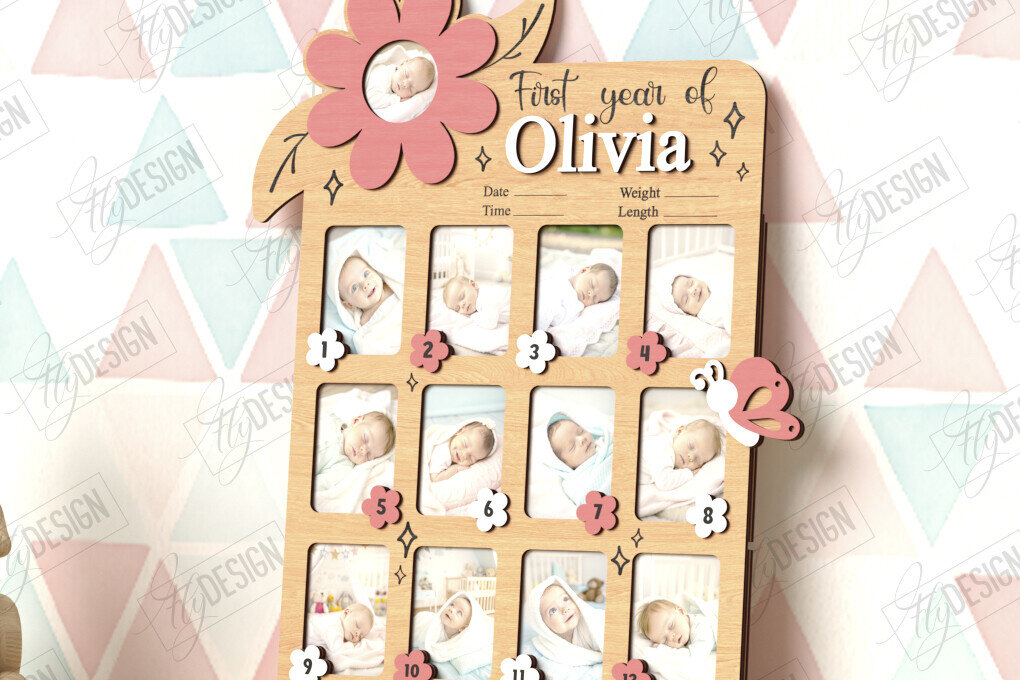 Intra απο ξύλο plywood 3mm-4mm πάχος κορνίζας για πρώτη χρονιά μωρού Δίασταση 20x30 cm INTRAFABR-122536241