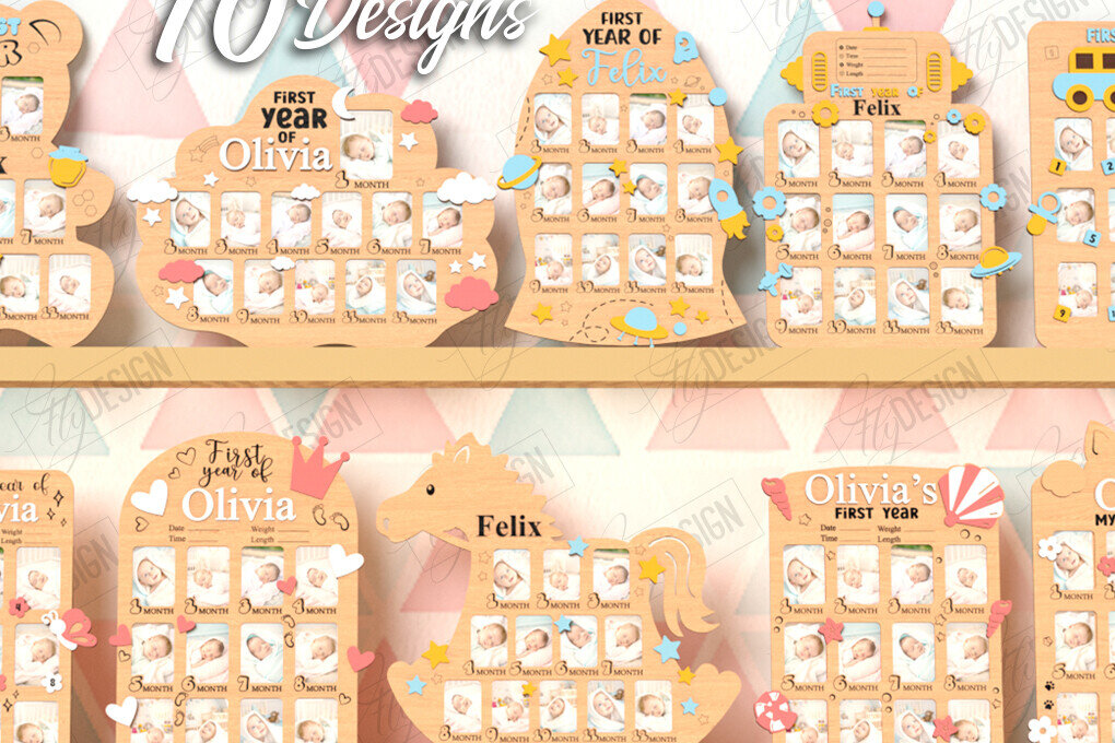 Intra απο ξύλο plywood 3mm-4mm πάχος Κορνίζες Baby's First Year Cut  Δίασταση 20x30 cm INTRAFABR-122882824