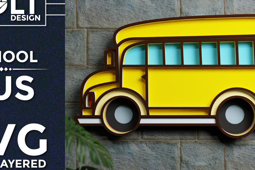 Intra απο ξύλο plywood 3mm-4mm πάχος Επιστροφή στο σχολικό λεωφορείο Πολυεπίπεδη περικοπή Δίασταση 40x40 cm INTRAFABR-69549645