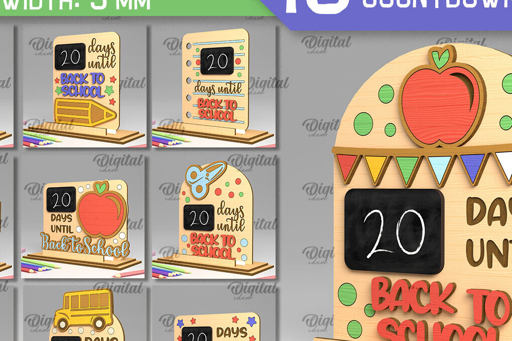 Intra απο ξύλο plywood 3mm-4mm πάχος  Countdown Back to School Δίασταση 30x20 cm INTRAFABR-96134251