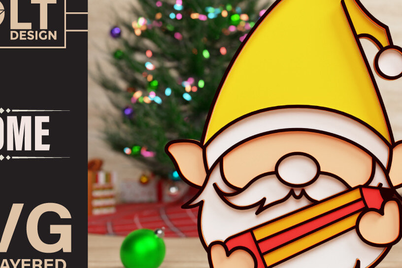 Intra απο ξύλο plywood 3mm-4mm πάχος Επιστροφή στο σχολείο Gnome Papercut 3D Δίασταση 40x40 cm INTRAFABR-73006532