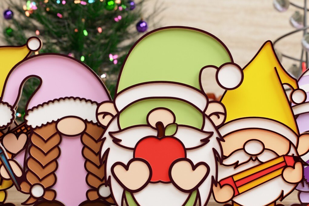 Intra απο ξύλο plywood 3mm-4mm πάχος Επιστροφή στο σχολείο Gnome Papercut Δίασταση 40x40 cm INTRAFABR-73054283