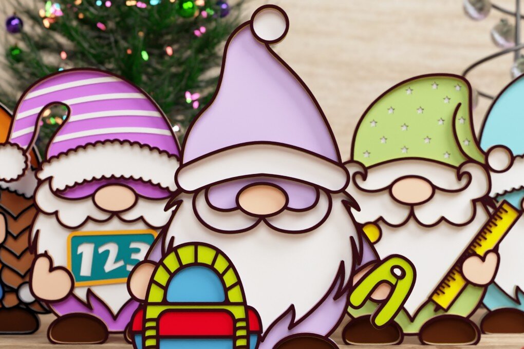 Intra απο ξύλο plywood 3mm-4mm πάχος Επιστροφή στο σχολείο Gnome Papercut Δίασταση 40x40 cm INTRAFABR-73054178