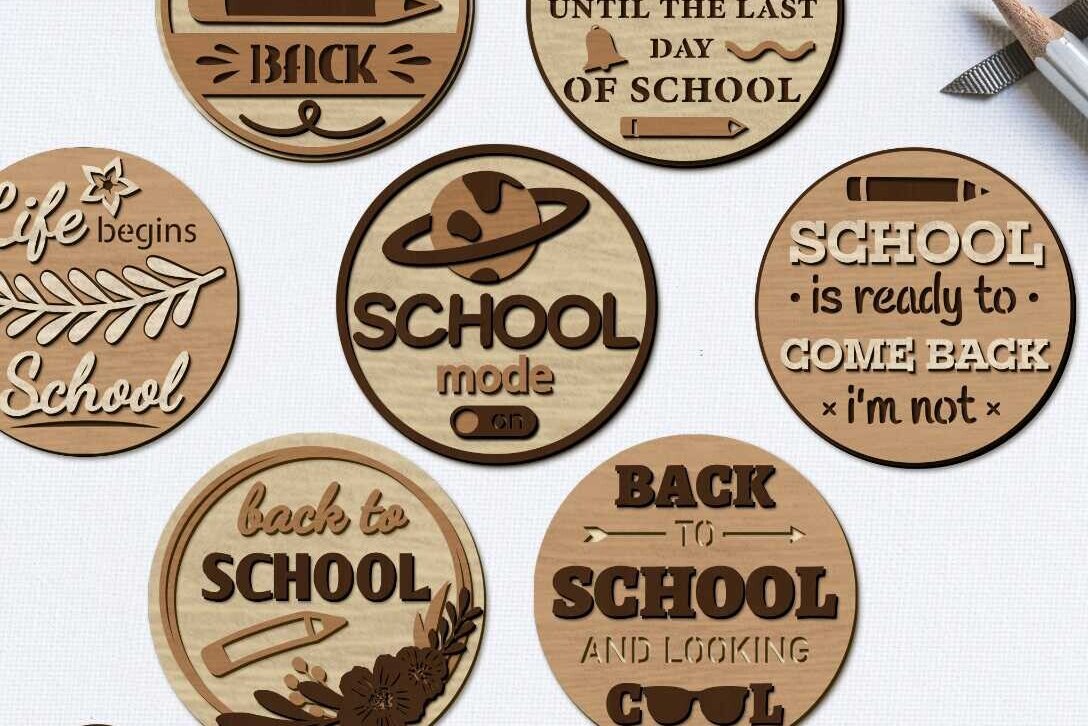 Intra απο ξύλο plywood 3mm-4mm πάχος Back to School Στρογγυλά διακοσμητικά πάνελ Δίασταση 30x20 cm INTRAFABR-95544005