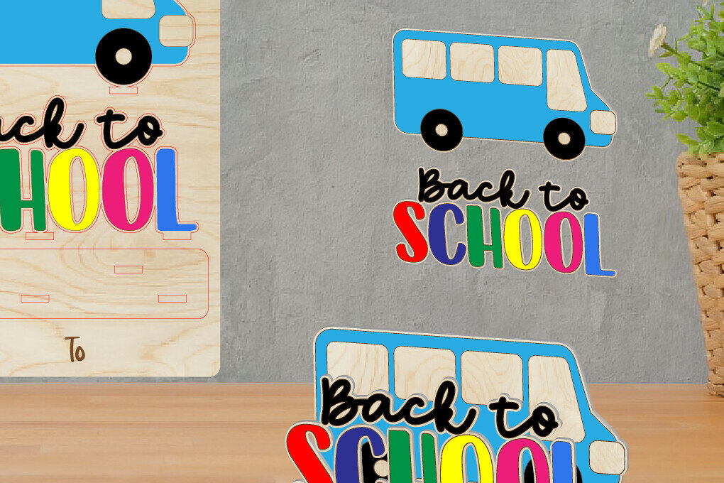 Σετ των 2 Intra απο ξύλο plywood 3mm-4mm πάχος Back to School Ξύλινη Κάρτα, Σχολικό Λέιζερ Δίασταση 15x15 cm INTRAFABR-123722444