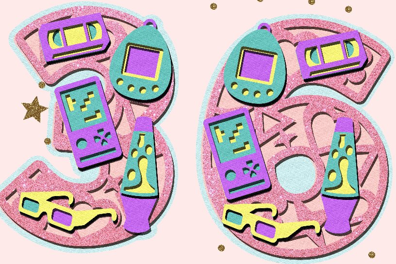 Σετ των 2 Intra απο ξύλο plywood 3mm-4mm πάχος Επιστροφή στη δεκαετία του '90 Numbers 3D Δίασταση 15x15 cm INTRAFABR-69585679