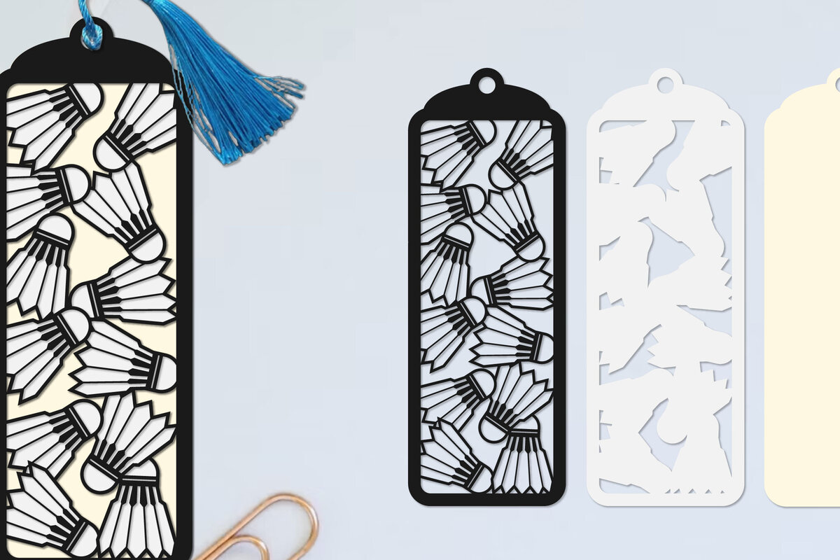 Σετ των 2 Intra απο ξύλο plywood 3mm-4mm πάχος Μπάλα μπάντμιντον σελιδοδείκτης Papercut Δίασταση 10x20 cm INTRAFABR-97228617