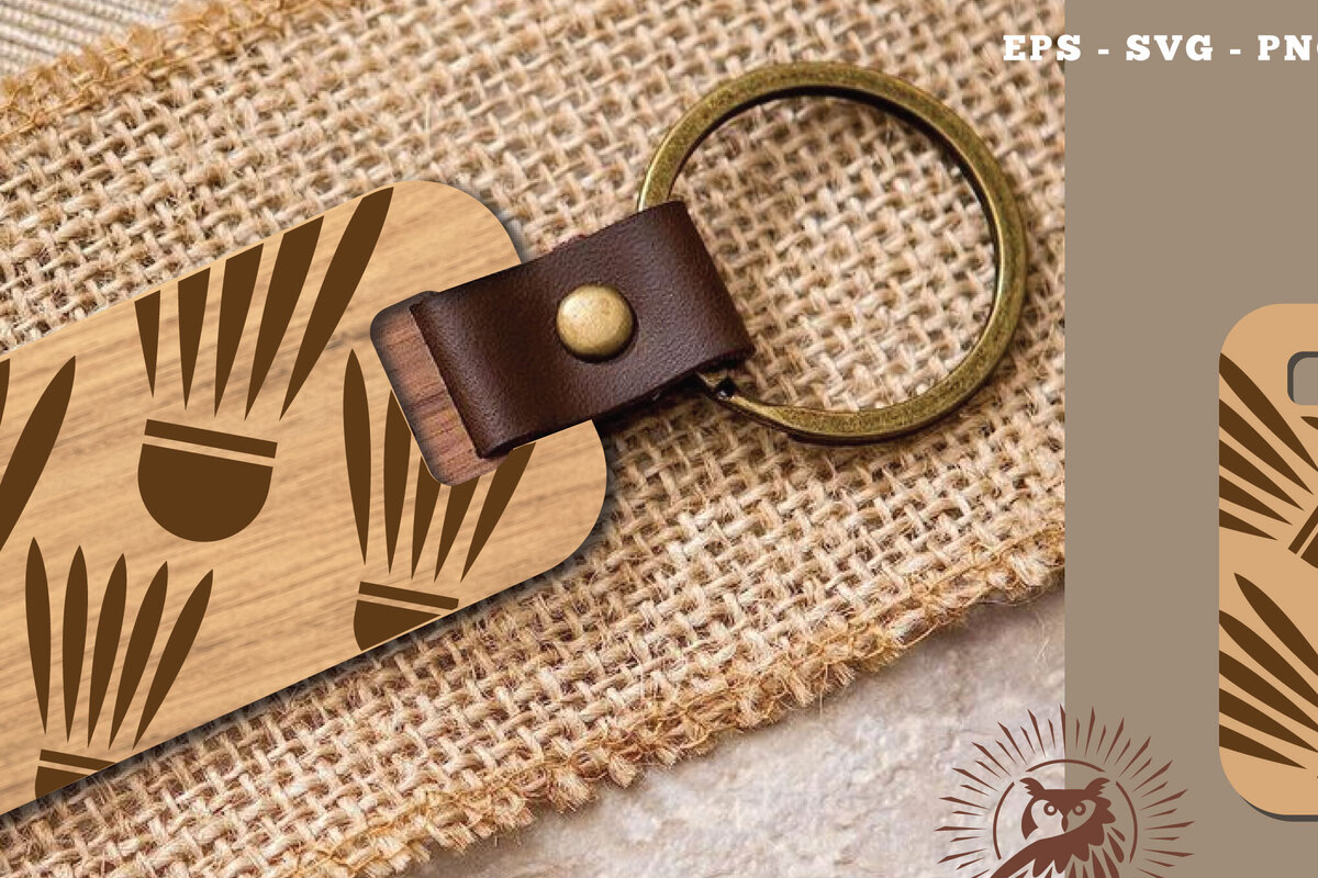 Σετ των 3 Intra απο ξύλο plywood 3mm-4mm πάχος Μπρελόκ με  Ball Badminton Δίασταση 6x6 cm INTRAFABR-116153408