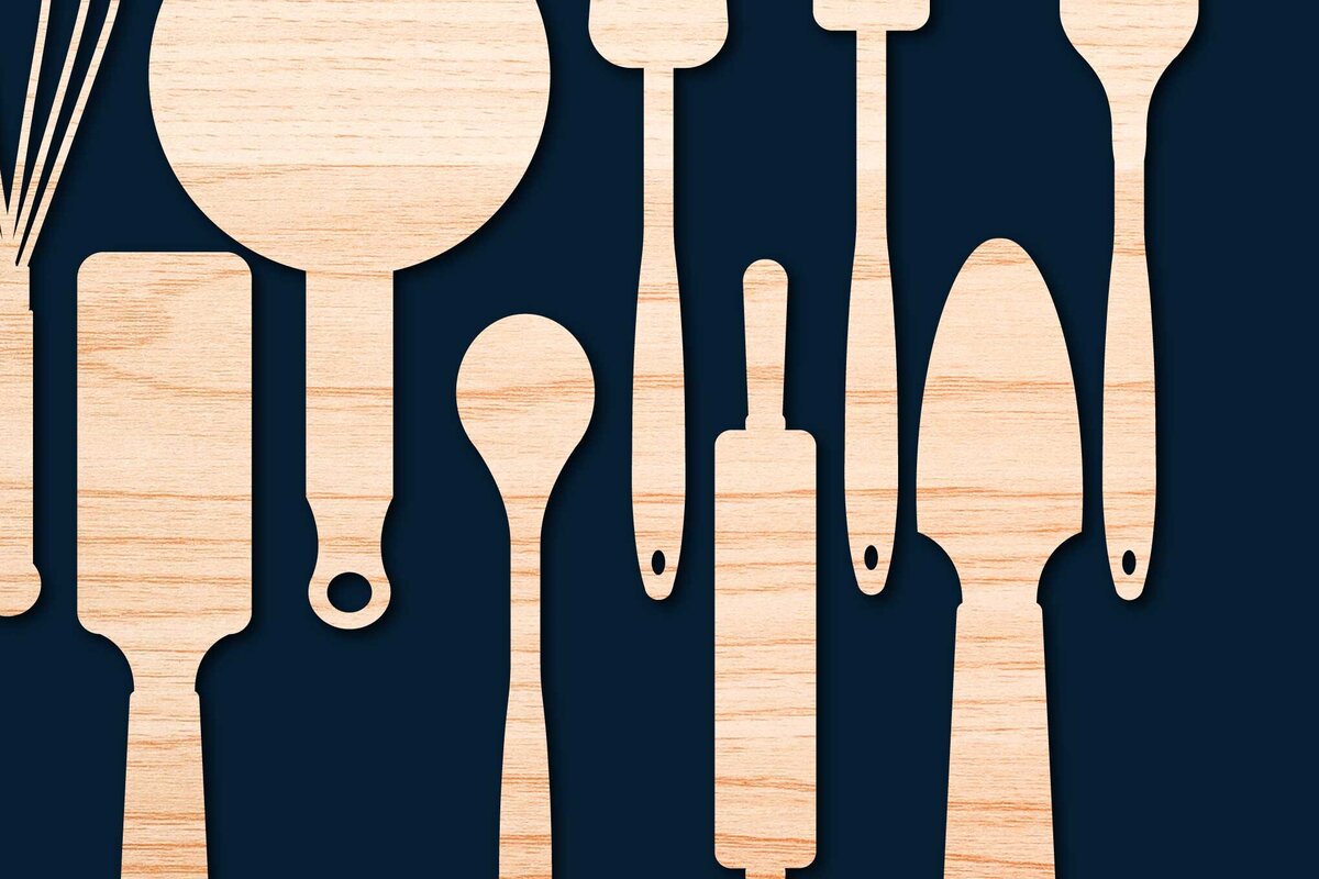 Σετ των 3 Intra απο ξύλο plywood 3mm-4mm πάχος πλάστη & κουτάλι Bakery Δίασταση 4x4 cm INTRAFABR-77931388