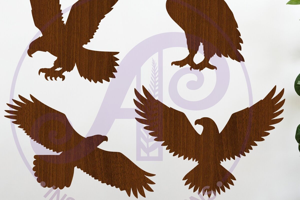 Σετ των 2 Intra απο ξύλο plywood 3mm-4mm πάχος Bald Eagles Silhouette Shapes Δίασταση 20x20 cm INTRAFABR-117044639