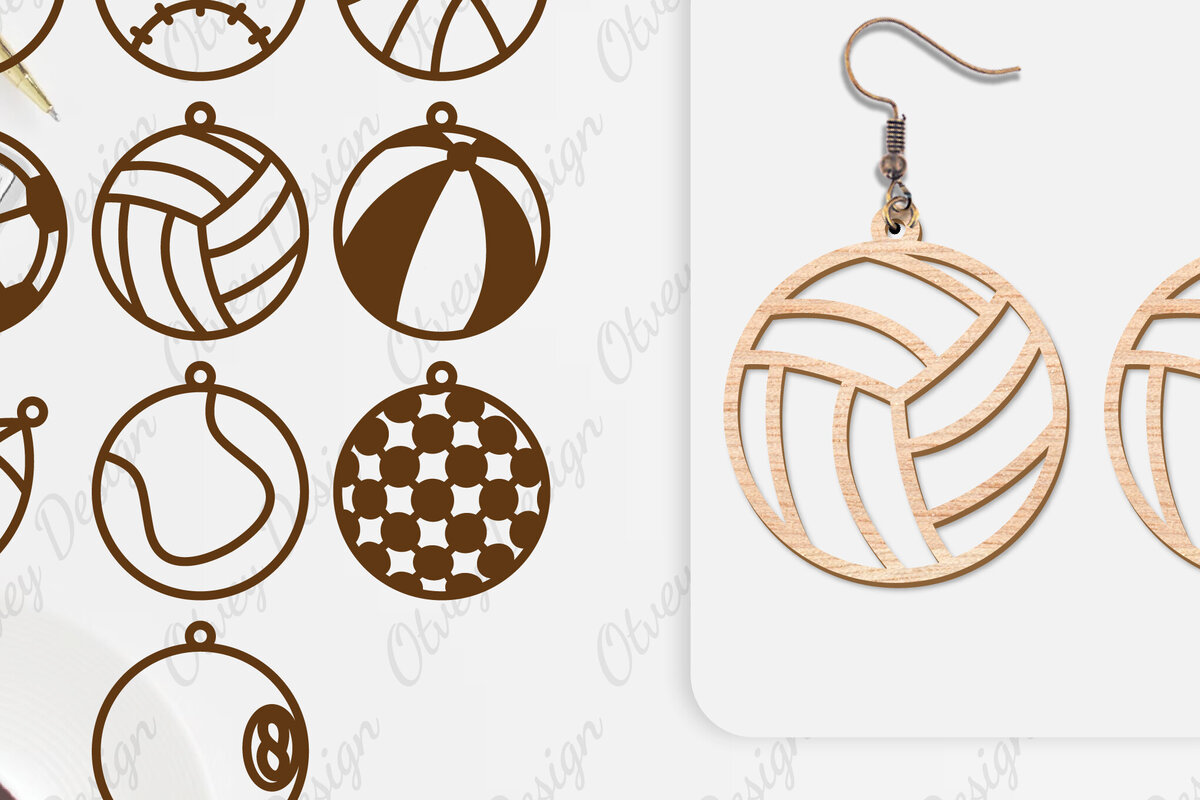 Σετ των 3 Intra απο ξύλο plywood 3mm-4mm πάχος Σκουλαρίκια με μπάλα  Σχεδίαση ΠΑΚΕΤΟ Δίασταση 3x3 cm INTRAFABR-101159604