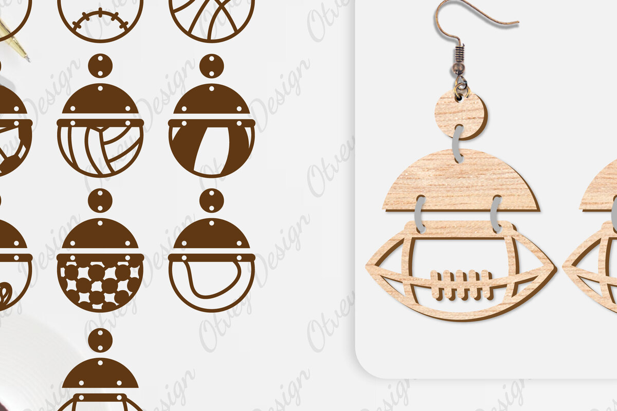 Σετ των 3 Intra απο ξύλο plywood 3mm-4mm πάχος Σκουλαρίκια με μπάλα  Σχεδίαση ΠΑΚΕΤΟ Δίασταση 3x3 cm INTRAFABR-101159701