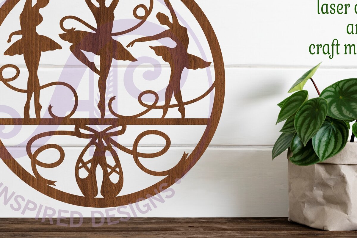 Σετ των 3 Intra απο ξύλο plywood 3mm-4mm πάχος Επιγραφή τοίχου μπαλαρίνας, διάνυσμα αρχείου Δίασταση 10x10 cm INTRAFABR-79107691