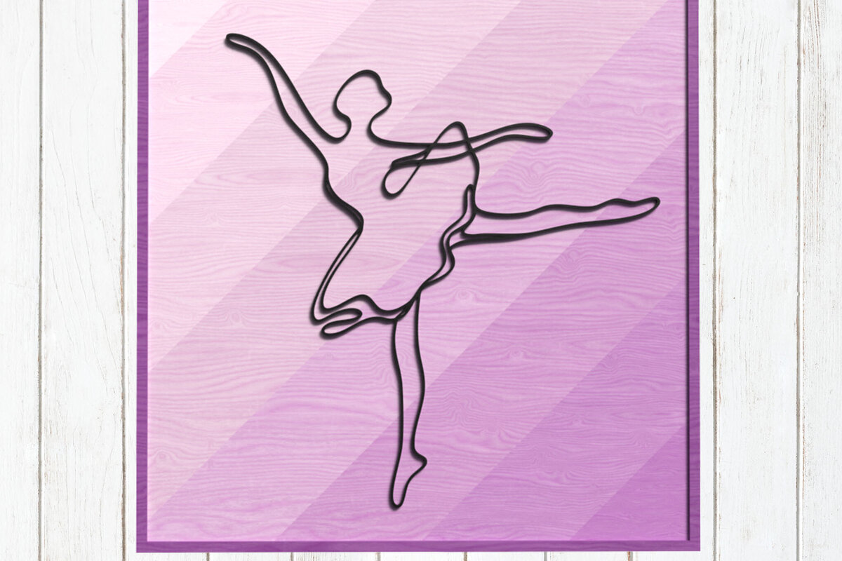 Σετ των 3 Intra απο ξύλο plywood 3mm-4mm πάχος Ballet Dancer Line Art Δίασταση 8x8 cm INTRAFABR-124745920