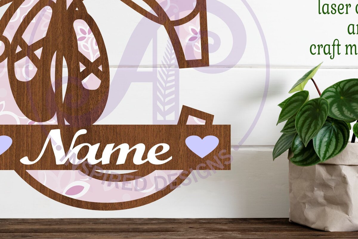 Σετ των 3 Intra απο ξύλο plywood 3mm-4mm πάχος Μονόγραμμα με κεφαλαίο παπούτσι μπαλέτου Επιστολή Γ Δίασταση 9x9 cm INTRAFABR-91049936