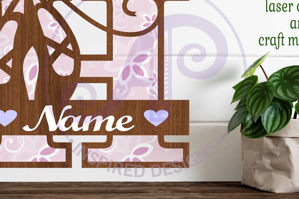 Σετ των 3 Intra απο ξύλο plywood 3mm-4mm πάχος Μονόγραμμα με κεφαλαίο παπούτσι μπαλέτου Letter H Δίασταση 9x9 cm INTRAFABR-91015243