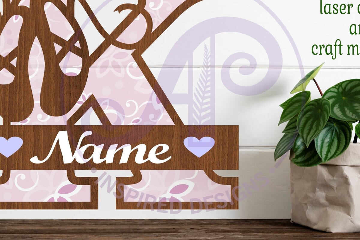 Σετ των 3 Intra απο ξύλο plywood 3mm-4mm πάχος Μονόγραμμα με κεφαλαίο παπούτσι μπαλέτου Επιστολή Κ Δίασταση 9x9 cm INTRAFABR-91015410