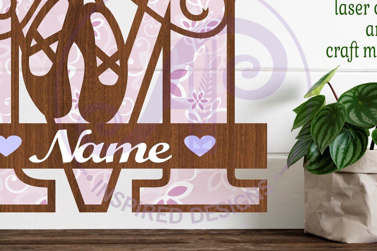 Σετ των 3 Intra απο ξύλο plywood 3mm-4mm πάχος Μονόγραμμα με κεφαλαίο παπούτσι μπαλέτου Letter M Δίασταση 9x9 cm INTRAFABR-91015457