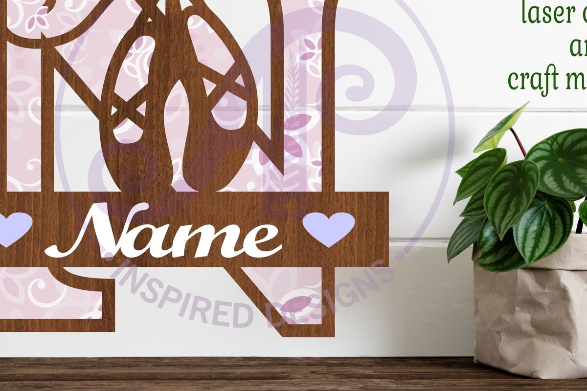 Σετ των 3 Intra απο ξύλο plywood 3mm-4mm πάχος Μονόγραμμα με κεφαλαίο παπούτσι μπαλέτου Επιστολή N Δίασταση 9x9 cm INTRAFABR-91015481