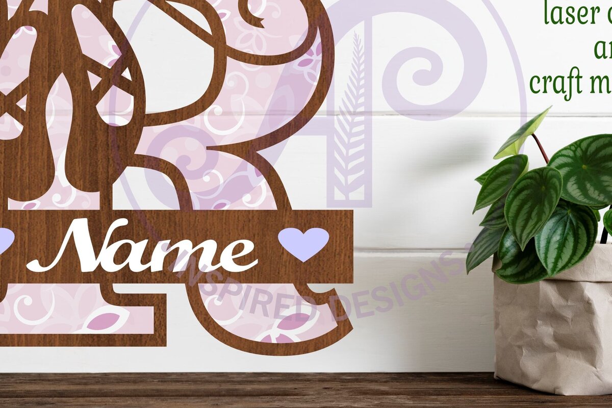 Σετ των 3 Intra απο ξύλο plywood 3mm-4mm πάχος Μονόγραμμα με κεφαλαίο παπούτσι μπαλέτου Letter R Δίασταση 9x9 cm INTRAFABR-91015579