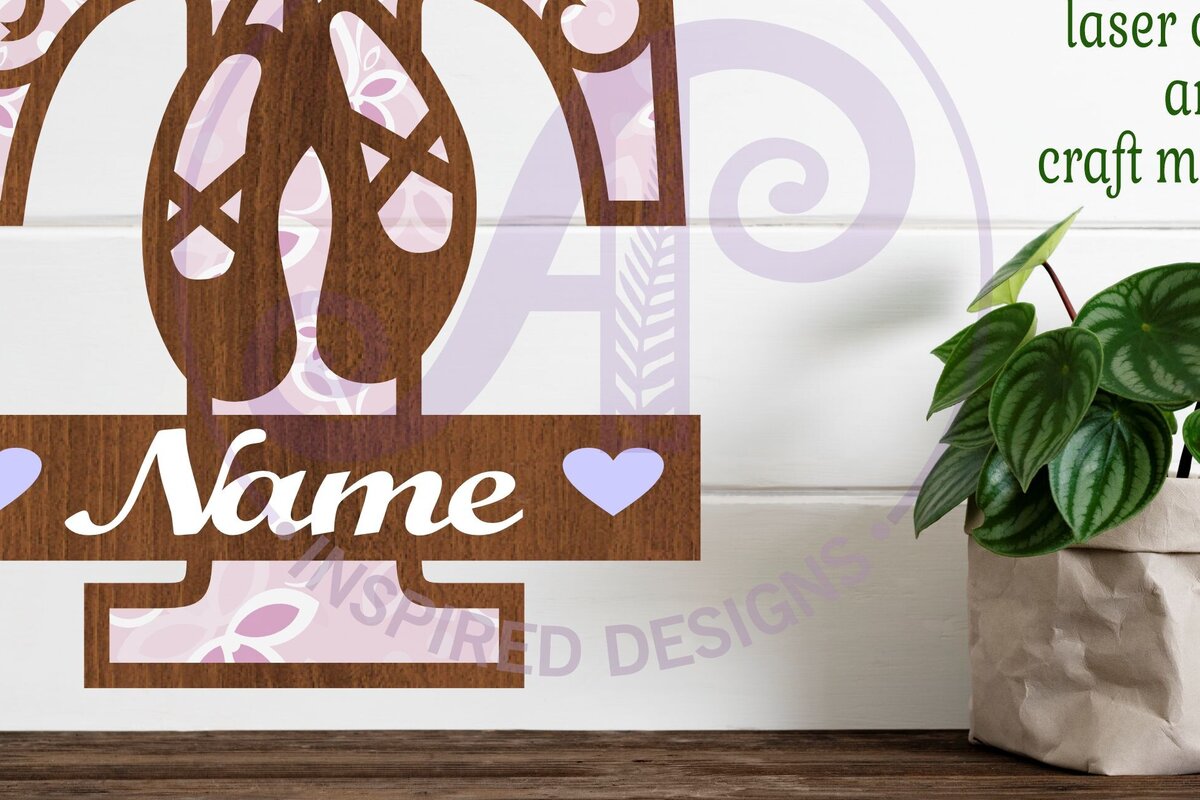 Σετ των 3 Intra απο ξύλο plywood 3mm-4mm πάχος Μονόγραμμα με κεφαλαίο παπούτσι μπαλέτου Letter T Δίασταση 9x9 cm INTRAFABR-91015626