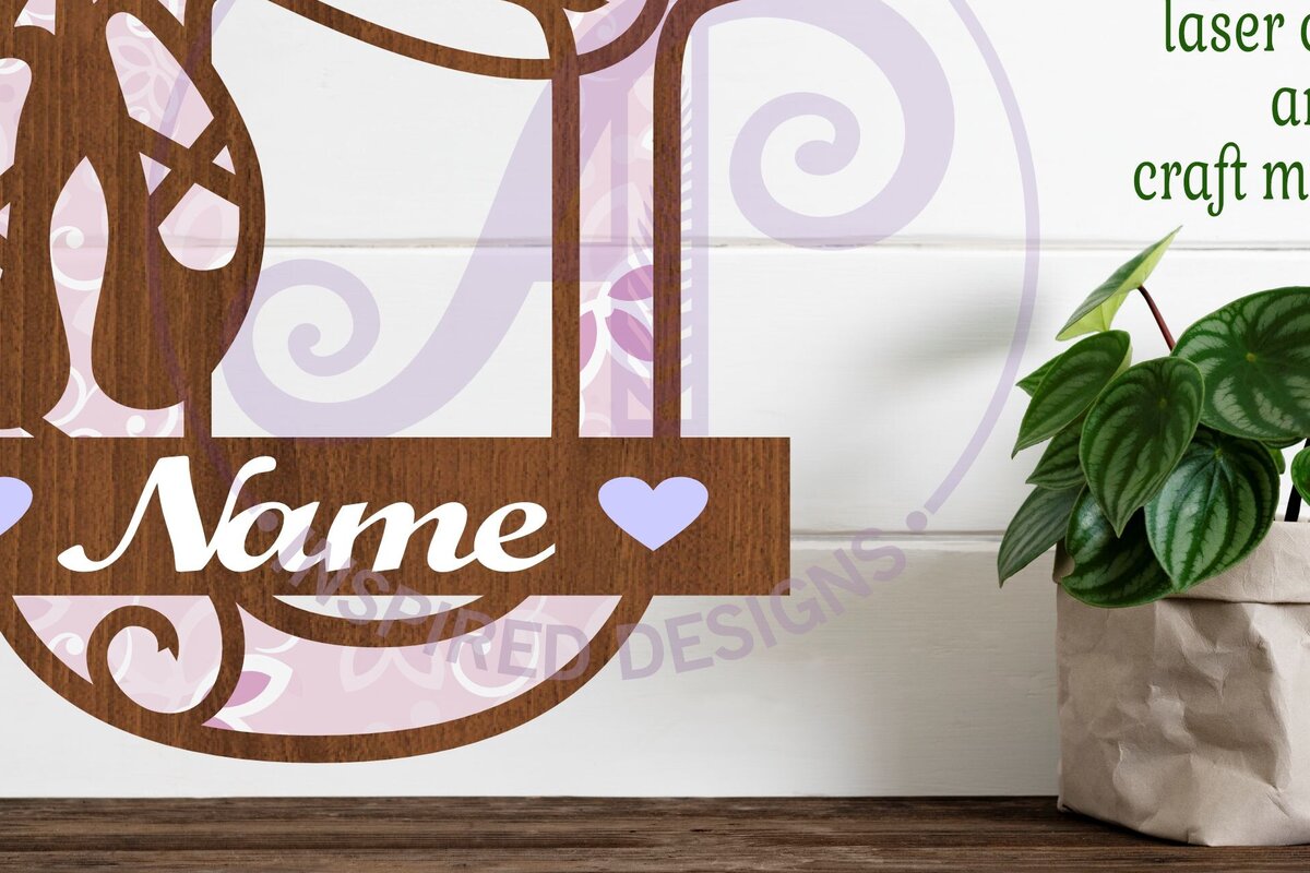 Σετ των 3 Intra απο ξύλο plywood 3mm-4mm πάχος Μονόγραμμα με κεφαλαίο παπούτσι μπαλέτου Letter U Δίασταση 9x9 cm INTRAFABR-91015640