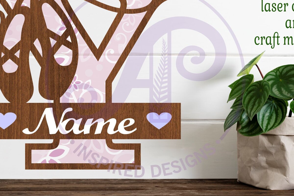 Σετ των 3 Intra απο ξύλο plywood 3mm-4mm πάχος Μονόγραμμα με κεφαλαίο παπούτσι μπαλέτου Letter Y Δίασταση 9x9 cm INTRAFABR-91015730