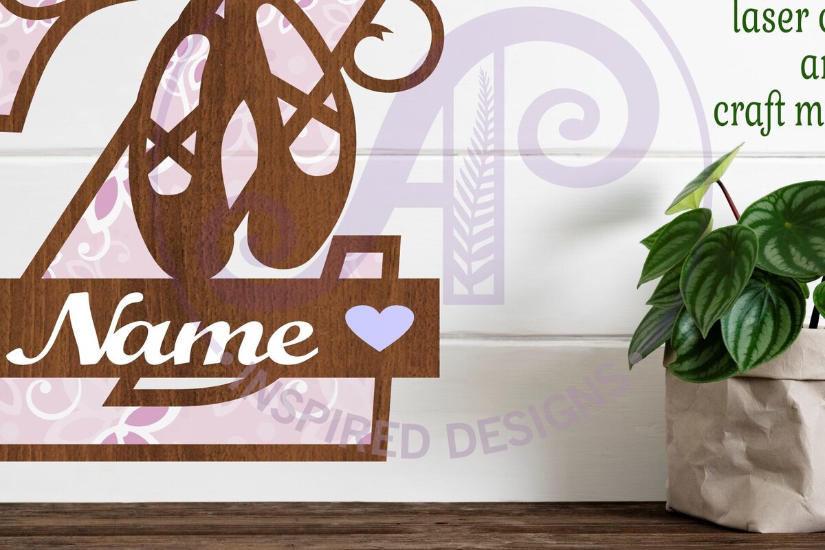 Σετ των 3 Intra απο ξύλο plywood 3mm-4mm πάχος Μονόγραμμα με κεφαλαίο παπούτσι μπαλέτου Letter Z Δίασταση 9x9 cm INTRAFABR-91015753