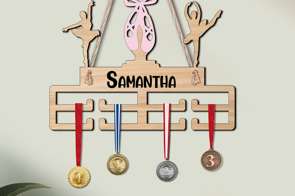 Σετ των 2 Intra απο ξύλο plywood 3mm-4mm πάχος Ballet Woman Medal Display Sport αρσενικό Δίασταση 15x15 cm INTRAFABR-120055675