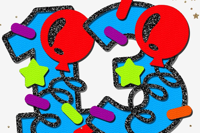 Σετ των 2 Intra απο ξύλο plywood 3mm-4mm πάχος Balloon Numbers 3D Δίασταση 15x15 cm INTRAFABR-102001176