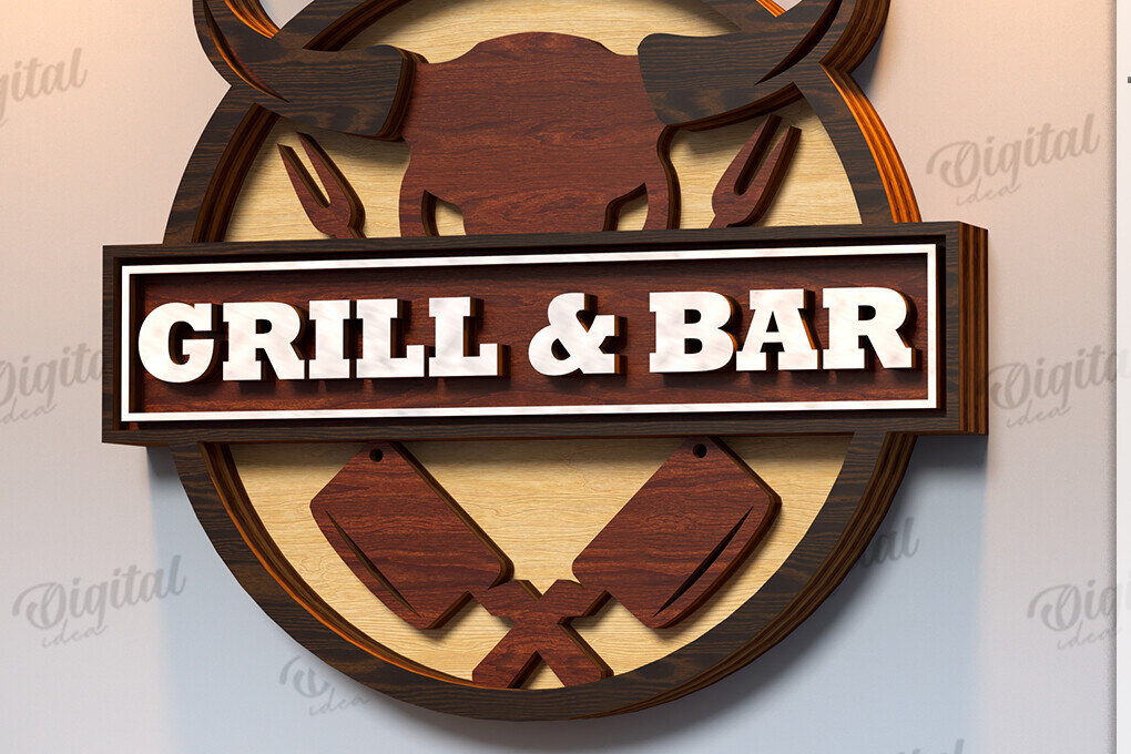 Intra απο ξύλο plywood 3mm-4mm πάχος πινακίδα μπαρ και γκριλ Δίασταση 30x20 cm INTRAFABR-123489103