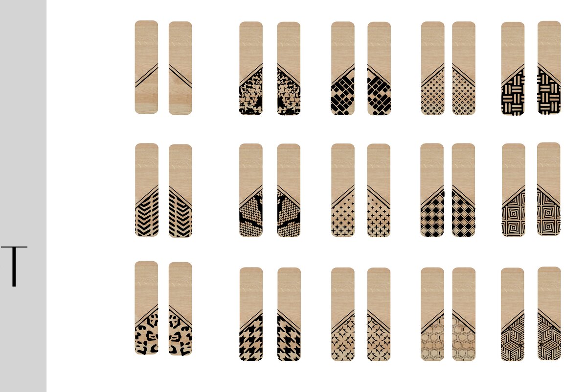 Σετ των 3 Intra απο ξύλο plywood 3mm-4mm πάχος Σκουλαρίκια Bar Dangle Δίασταση 1x1 cm INTRAFABR-7910302