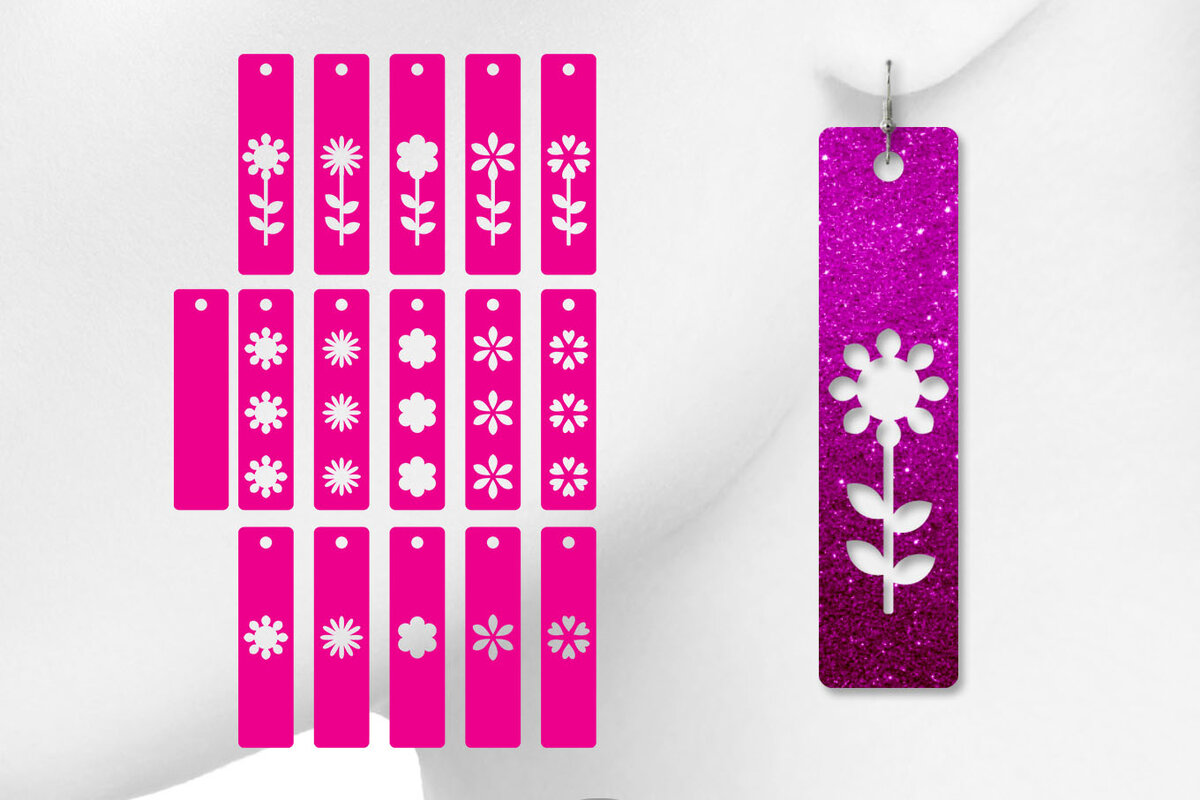 Σετ των 3 Intra απο ξύλο plywood 3mm-4mm πάχος Σκουλαρίκια μπαρ, Σκουλαρίκια με λουλούδια, κομμένα Δίασταση 3x3 cm INTRAFABR-7825372