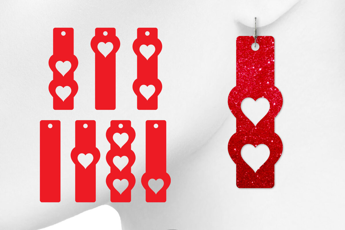 Σετ των 3 Intra απο ξύλο plywood 3mm-4mm πάχος Σκουλαρίκια Bar, Σκουλαρίκια Καρδιά Δίασταση 3x3 cm INTRAFABR-7697214