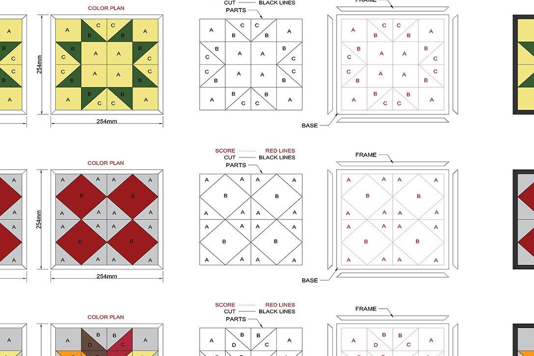 Intra απο ξύλο plywood 3mm-4mm πάχος Σχέδια παπλώματος αχυρώνα / Γεωμετρικά παπλώματα Δίασταση 30x20 cm INTRAFABR-41732098