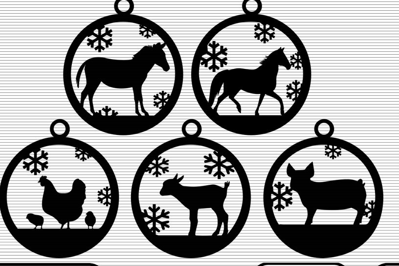 Σετ των 3 Intra απο ξύλο plywood 3mm-4mm πάχος Barnyard Στολίδι Χριστουγεννιάτικου Δέντρου Δίασταση 8x8 cm INTRAFABR-43250668