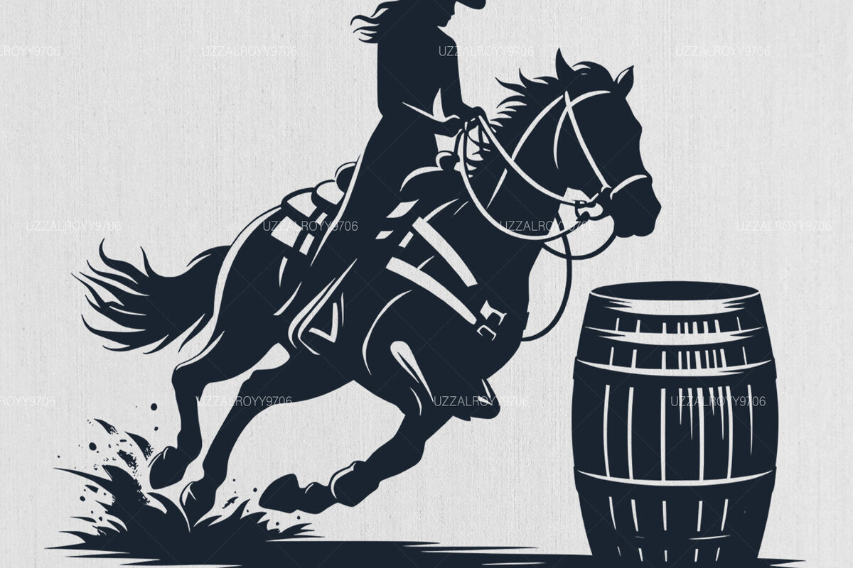 Intra απο ξύλο plywood 3mm-4mm πάχος Barrel Racing Woman and Man on Horse Δίασταση 40x40 cm INTRAFABR-97992794