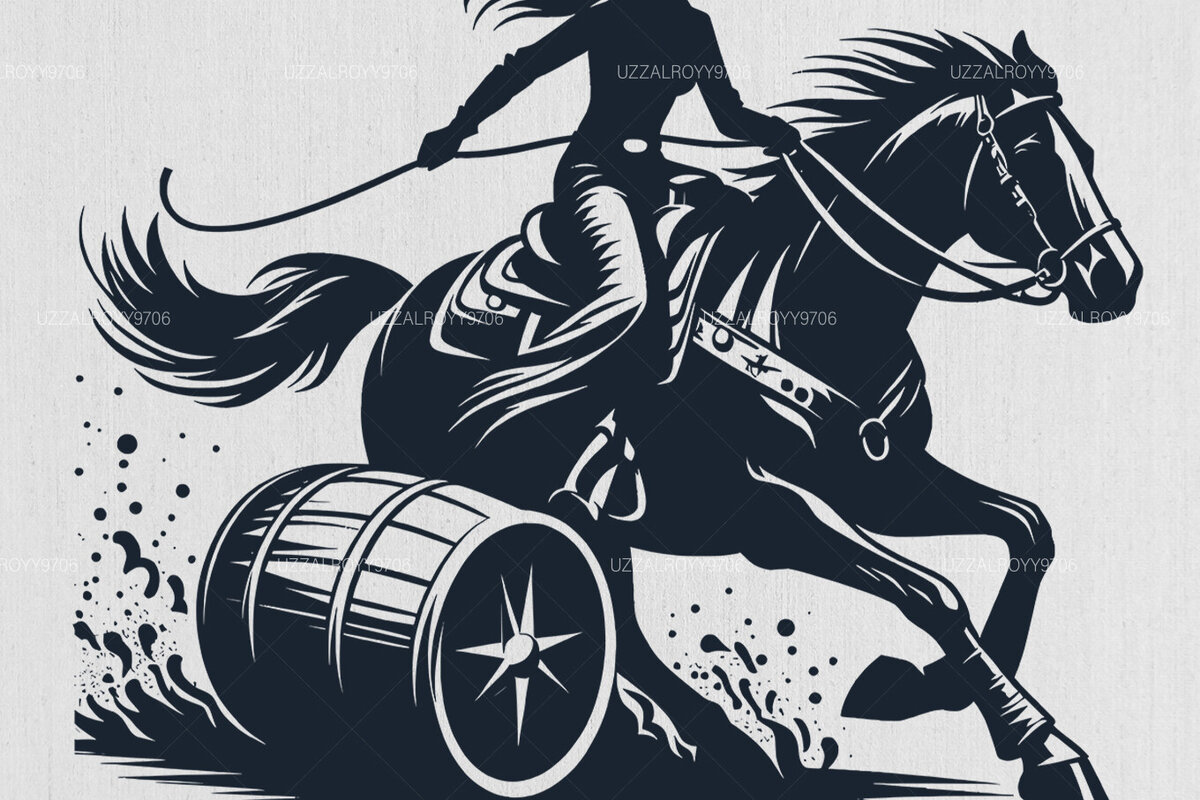 Intra απο ξύλο plywood 3mm-4mm πάχος Barrel Racing Woman and Man on Horse Δίασταση 40x40 cm INTRAFABR-97994207