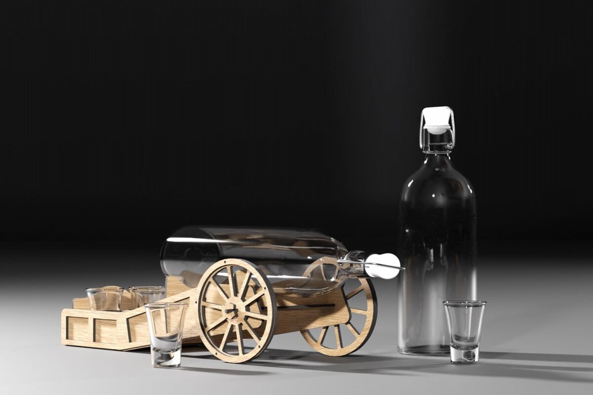 Intra απο ξύλο plywood 3mm-4mm πάχος Βάση Barware για μπουκάλι με Shot  Δίασταση 15x15 cm INTRAFABR-113817294