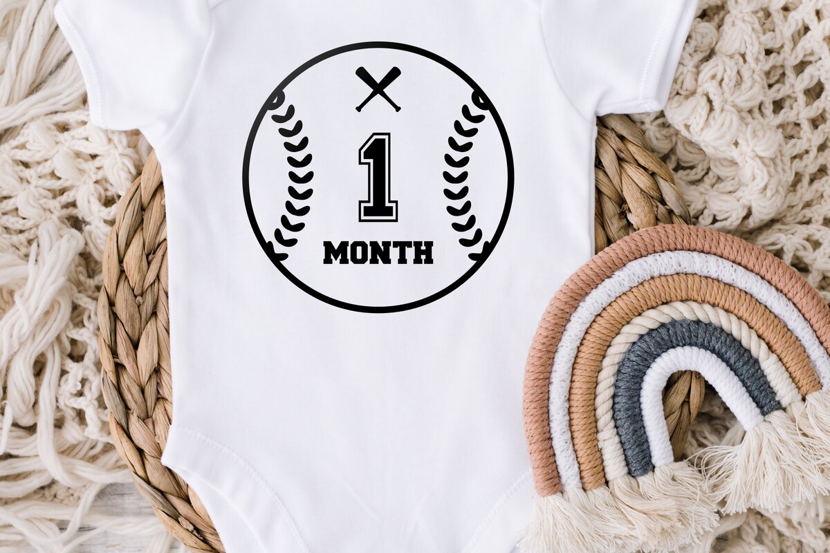 Σετ των 3 Intra απο ξύλο plywood 3mm-4mm πάχος Μπέιζμπολ Baby Monthly Milestone Δίασταση 15x15 cm INTRAFABR-111580546