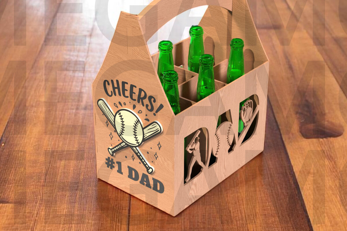 Σετ των 3 Intra απο ξύλο plywood 3mm-4mm πάχος Baseball Dad Beer Caddy Δίασταση 15x15 cm INTRAFABR-122438262
