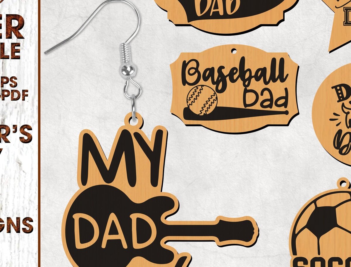 Σετ των 3 Intra απο ξύλο plywood 3mm-4mm πάχος Σκουλαρίκι μπέιζμπολ Dad Δίασταση 2x2 cm INTRAFABR-31065203