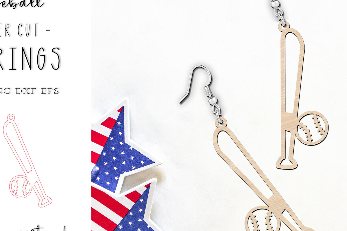 Σετ των 3 Intra απο ξύλο plywood 3mm-4mm πάχος Σκουλαρίκια μπέιζμπολ με λέιζερ σχέδιο Δίασταση 1x1 cm INTRAFABR-120026590