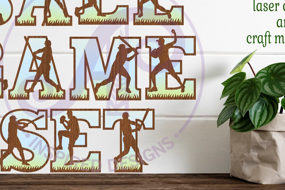 Σετ των 3 Intra απο ξύλο plywood 3mm-4mm πάχος Γράμματα σιλουέτας παικτών του μπέιζμπολ Δίασταση 5x5 cm INTRAFABR-90045008