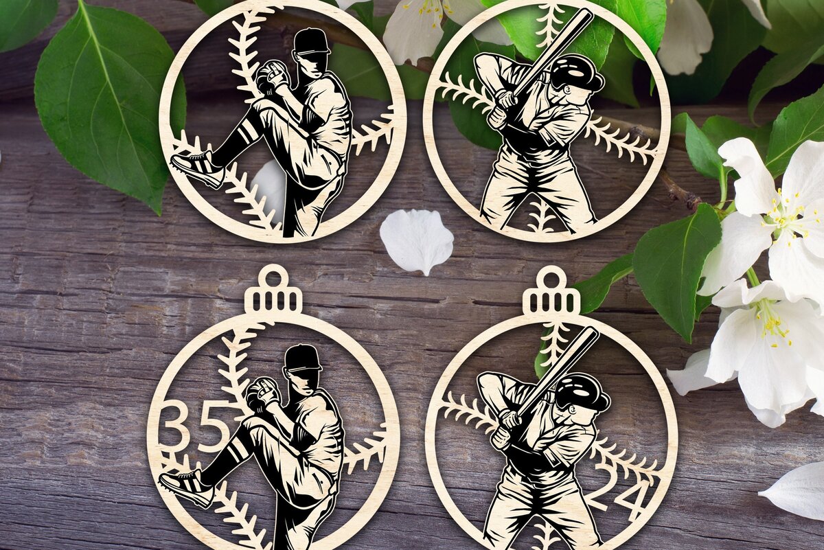 Σετ των 3 Intra απο ξύλο plywood 3mm-4mm πάχος Στολίδια του μπέιζμπολ Δίασταση 8x8 cm INTRAFABR-33978864