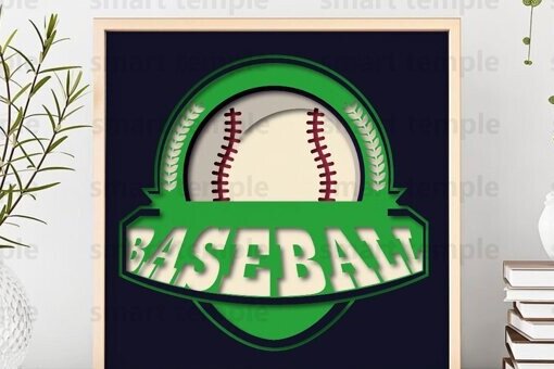 Intra απο ξύλο plywood 3mm-4mm πάχος Baseball Papercutting , Baseball 3d Δίασταση 30x20 cm INTRAFABR-80236433